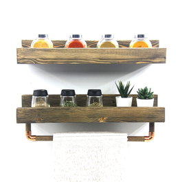 Hanah Home Estantería de pared Aa117 en madera de abeto, nogal